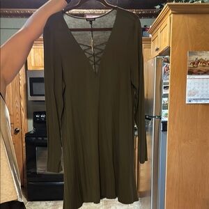 Express Deep Olive Long Sleeve Dress